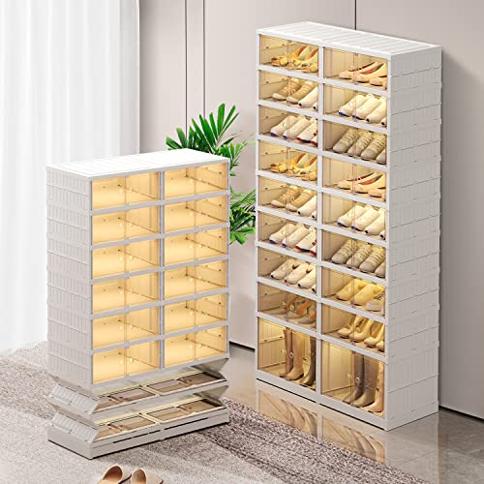 FJJAQQ Foldable Shoe Rack Organizer for Closet, 36Pairs Shoe Storage Box  Plastic Stackable Shoe Box with Clear Door, Quick Assembly Folding Shoes  Cabinet Bins with Lids Large - Yahoo Shopping
