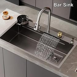 Kitchen Sink, 304 Stainless Bar Prep Sink, Nano Raindance Waterfall Sink Home Sink Vegetable Basin Single Sink - Tamaño 75x45cm