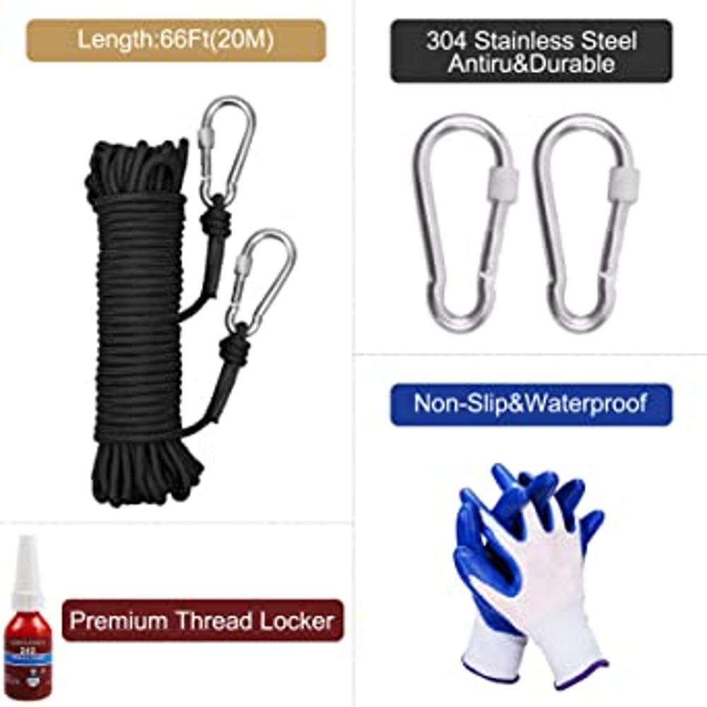 Kit de imán de pesca de doble cara de lujo de 4000 libras, incluye funda,  cuerda, guantes, gancho, pegamento y protector de goma naranja duradero,  (3,999.2 lbs) 5.3 pulgadas (5.315 in)