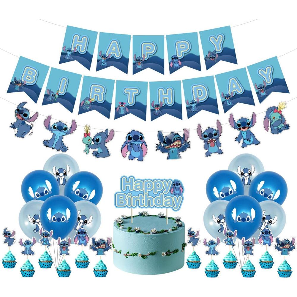 Lilo y Stitch decoración de fiesta de cumpleaños, Stitch cumpleaños Banner  Cake Toppers globos, Stitch tema decoraciones para fiesta de cumpleaños :  Precio Guatemala