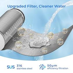 Waterdrop Spin Down Sediment Filter, Reusable Whole House Water Filter System, Flushable Pre-Filter System for City/Well Water, 50 Micron, 1 MNPT + 3/4 FNPT, WD-PF01 - Nombre de estilo 50 Micron Filter
