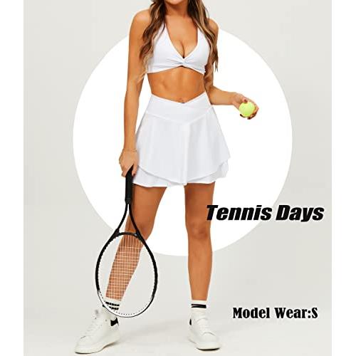 Navneet Falda de tenis plisada para mujer con bolsillos, pantalones cortos  cruzados de cintura alta atlética para golf, faldas deportivas de