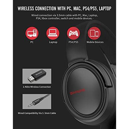 BINNUNE Cascos Inalambricos Gaming Auriculares Bluetooth con Micro para PS4  PS5 PC Playstation 4 5, Batería de 48 Horas, Wireless Headset Gamer con  Microfono : : Videojuegos