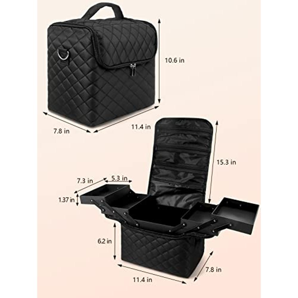 LIONVISON Large Nail Supply Organizers and Storage for Nail Tech, Black, 4  trays nail tech bag, Storage Bag : : Beauty & Personal Care