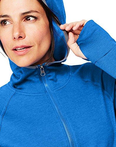 Hanes womens Sport Performance Full Zip Hoodie Fleece Jacket, Black Heather/Dada Grey Binding