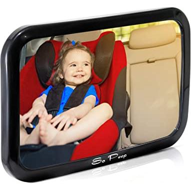  BenBat Espejo de coche para bebé, espejo de seguridad para  asiento de automóvil para bebé orientado hacia atrás, inastillable, visión  amplia transparente día y noche, entretiene ver y chupete con control