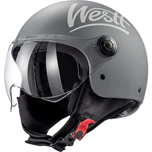  Vespa Casco de motocicleta, casco retro de 3/4 de cara abierta  con doble visera, para hombres y mujeres, scooter, ATV, crucero, casco  aprobado por ECE/DOT 1, M56-22.4 in : Todo lo