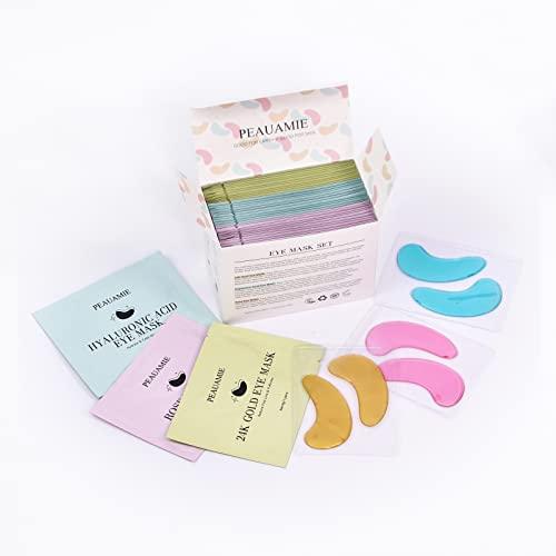 PEAUAMIE Under Eye Patches (30 Pairs) Gold Eye Mask and Hyaluronic Acid ...