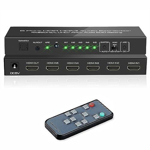 iArkPower 5 in 1 Out 4K60Hz HDMI Switch Audio Extractor with Optical 3
