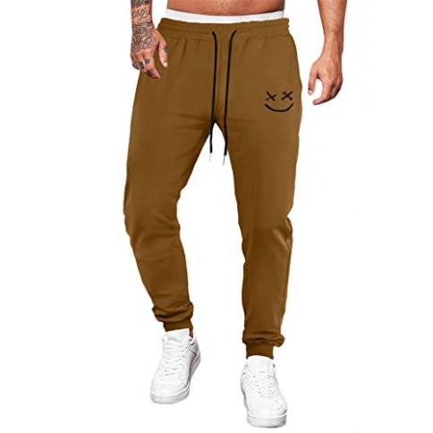 JMIERR Mens Cotton Sweatpants Graphic Tapered Track Gym Running Jogger  Sweats Pants Smiley Face Athletic Pants with Drawstring and Pockets for Men  2023, US 32(S), H2 Brown, Smiley Face : Precio Guatemala