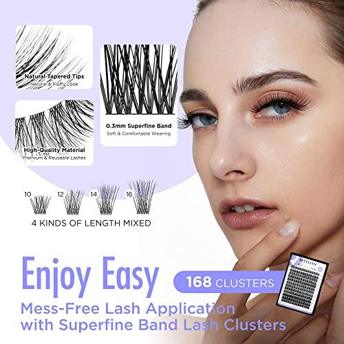 Beyelian Lash Extension Kit Cluster Lashes Kit With 168 Pcs Lash