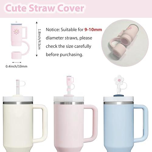 6 Couvercles De Paille Perles Pour Stanley Cup – Silicone Alimentaire – Formes Cœur, Rose, Nœud