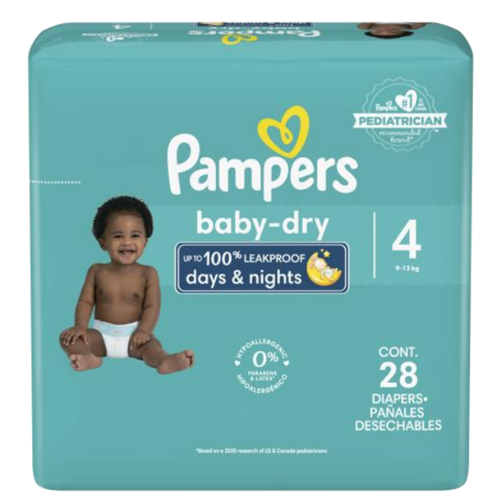 Pañales Pampers Baby Dry, Talla 4, 28 Unidades : Precio Guatemala