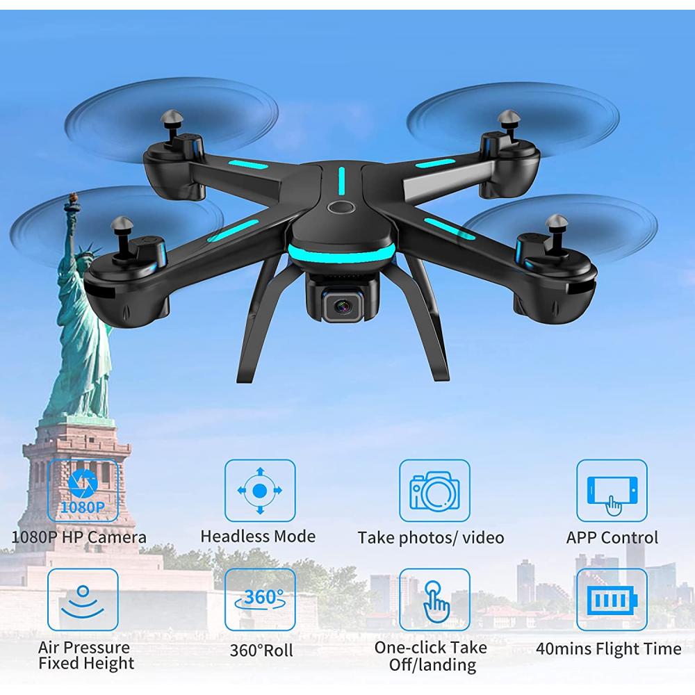 Dron para niños, Spacekey FPV Wi-Fi Drone con cámara 1080P FHD,  alimentación de video en tiempo real, gran dron para principiantes, dron  cuadricóptero