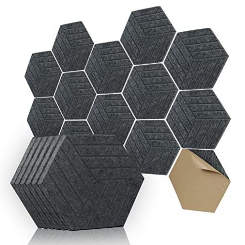 SHJADE 12 paneles acústicos, acolchado hexagonal a prueba de