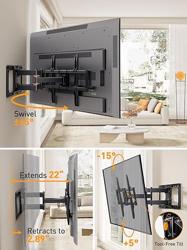 Perlegear UL-Listed Full Motion TV Wall Mount for 42–90 Inch TVs up to 150 lbs, Pre-Assembled TV Mount with Tool-Free Tilt, Swivel, Extension, Max VESA 600 x 400mm, 12″/16″/18″/24″ Wood Studs, PGLF16 - Nombre de estilo TV Mount without LED Backlight