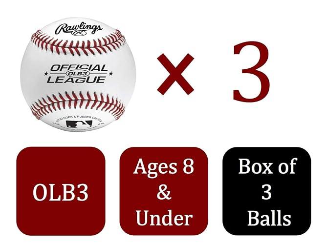 Balle Baseball Rawlings OLB3 - Lot De 24 Balles Baseball Officielles Jeunesse 8U Avec Seau Balles Baseball Rawlings