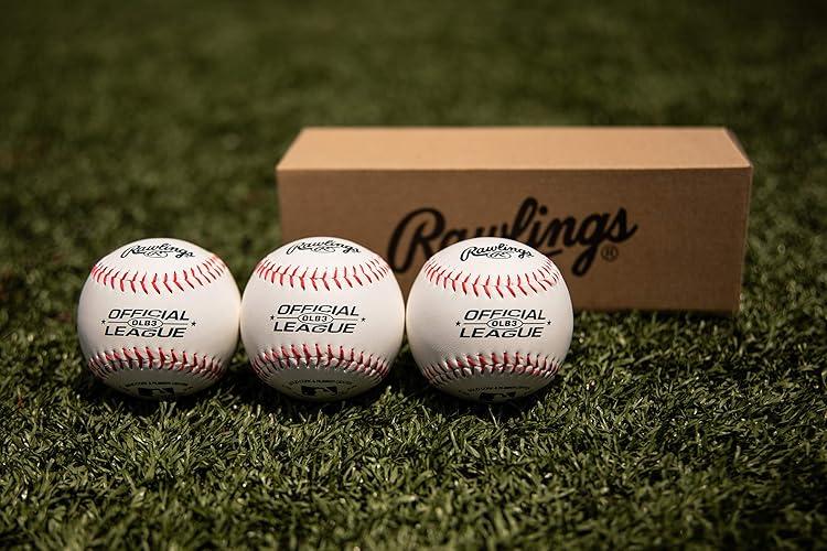 Seau De 8 Balles De Baseball Rawlings OLB3 – Cuir, Liège, Usage Récréatif / 8U
