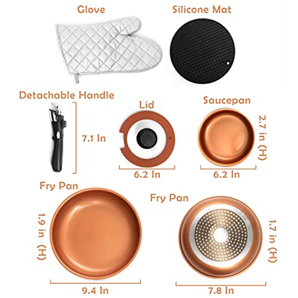 Moss & Stone Pots and Pans Set Nonstick, Removable Handle Cookware,  Stackable Po