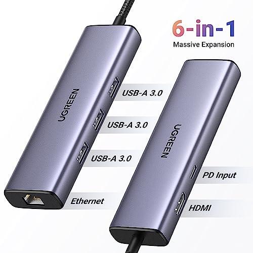 UGREEN Revodok 6-in-1 USB-C Hub 4K HDMI, 3 USB 3.0 Ports, SD/TF