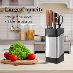 RedCall Kitchen Knife Holder,Stainless Steel Universal Knife Block for Kitchen Counter,Space-Saving Knife Storage Organizer Countertop,Knife Block Holder without Knives (Black) - Tamaño Black