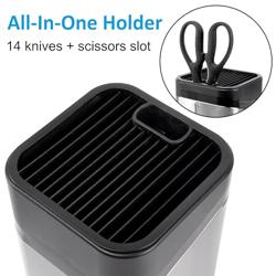 RedCall Kitchen Knife Holder,Stainless Steel Universal Knife Block for Kitchen Counter,Space-Saving Knife Storage Organizer Countertop,Knife Block Holder without Knives (Black) - Tamaño Black