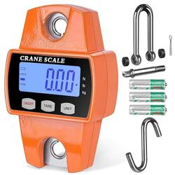 RoMech 660lb Digital Hanging Scale with Cast Aluminum Case, Handheld 300Kg Mini Crane Scale with Hooks for Farm Hunting Fishing Outdoor (Orange) - Color Orange - Tamaño 660lbs