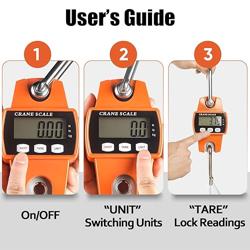 RoMech 660lb Digital Hanging Scale with Cast Aluminum Case, Handheld 300Kg Mini Crane Scale with Hooks for Farm Hunting Fishing Outdoor (Orange) - Color Orange - Tamaño 660lbs