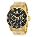 Reloj de pulsera Invicta Pro Diver 0072 de cuerpo color oro, analógico,  para hombre, fondo negro, con correa de acero inoxidable color oro, agujas  color oro, blanco y rojo, dial blanco y