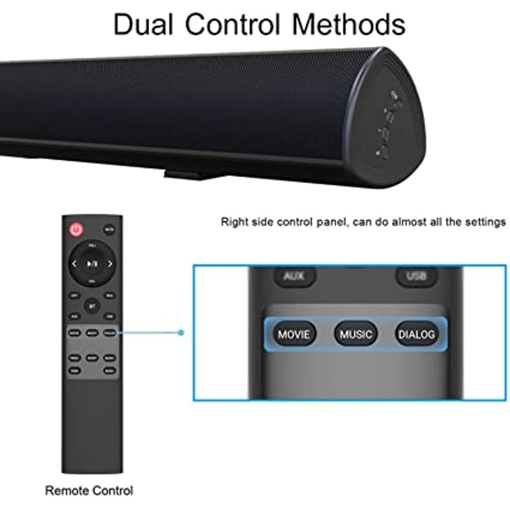 BESTISAN Barra de sonido para TV de 100 vatios y 40 pulgadas, sistema de  cine en casa con cable e inalámbrico (Bluetooth 5.0, 105dB, audio Dsp,  graves