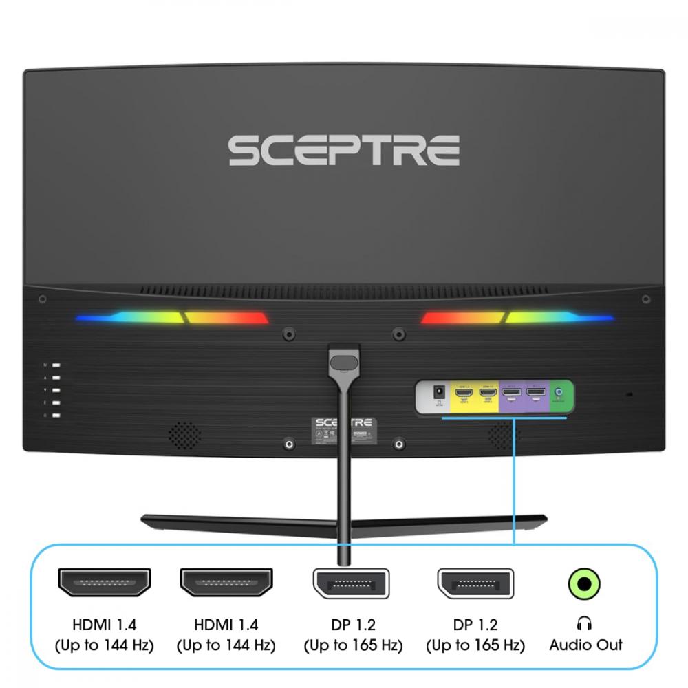 Sceptre Monitor curvo para juegos de 24 pulgadas 1080p hasta 165Hz  DisplayPort HDMI 99% sRGB, altavoces integrados AMD FreeSync Negro  (C248B-FWT168)