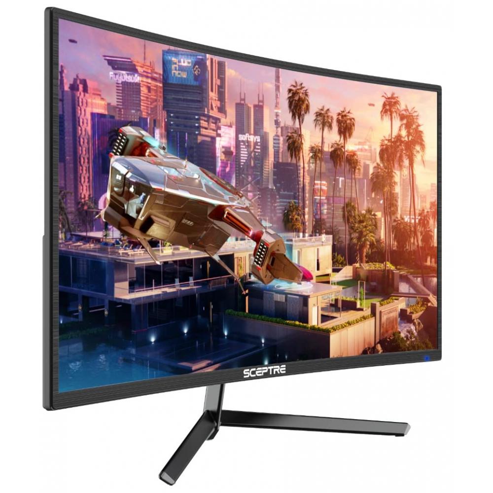 Sceptre 24-inch Curved Gaming Monitor 1080p up to 165Hz DisplayPort HDMI  99% sRGB, AMD FreeSync Build-in Speakers Machine Black (C248B-FWT168)