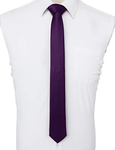 Corbatas Para Hombre, Corbata De Satén Sólido De Color Puro, Corbata Delgada Para Hombre, Corbatas #2, Color Morado Flaco, Púrpura