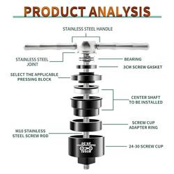 MUQZI Bicycle Bottom Bracket Bearing Remove Install Tool MTB BB86/BB30/BB91/BB92 Road Bike Multi Function Press Fit BB Repair Kit - Color Professional Version
