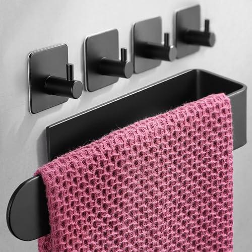  Taozun Hand Towel Holder + Adhesive Hooks Black Towel