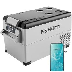 EUHOMY 12 Volt Refrigerator, 38QT(35L) Electric Cooler, 12V Fridge APP Control, 12V Cooler -4℉~68℉, Portable Freezer 12/24V DC 100-240V AC for Camping, Travel, Truck, Home - Tamaño 37QT