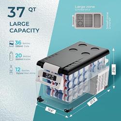 EUHOMY 12 Volt Refrigerator, 38QT(35L) Electric Cooler, 12V Fridge APP Control, 12V Cooler -4℉~68℉, Portable Freezer 12/24V DC 100-240V AC for Camping, Travel, Truck, Home - Tamaño 37QT