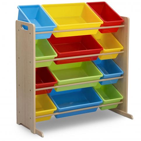 UTEX - Organizador para almacenamiento de juguetes con 8 compartimentos y 3  contenedores, unidad de almacenamiento para niños con contenedores