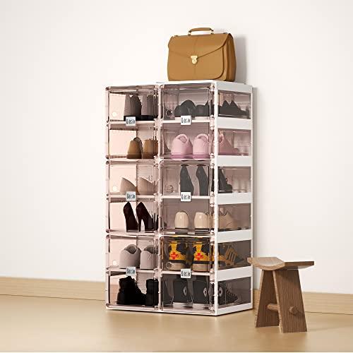 BINSIO Organizador de zapatos, estante de almacenamiento de zapatos para  armario, armario de zapatos para entrada, plástico, caja de zapatos  plegable