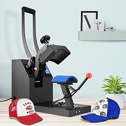 Slendor Hat Press 6x3.5 Inch Baseball Cap Heat Press Machine Clamshell  Design Curved Element Cap Sublimation Transfer Press with Digital LCD Timer  and