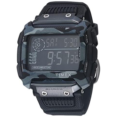 Timex Command Shock Digital CAT 54mm Watch Black Camo with Resin