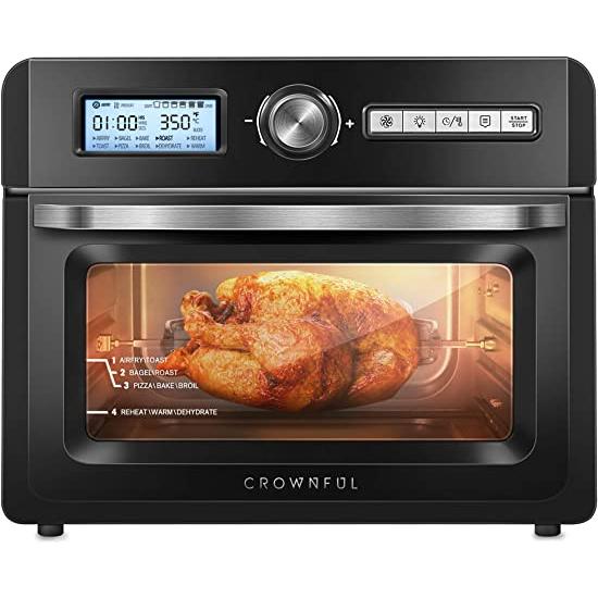  Horno freidora de aire 10 en 1 A/C, horno tostador de  convección grande de 24 cuartos de galón con asador y deshidratador,  cocción sin aceite de 1700 W, 6 accesorios y