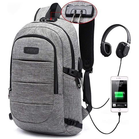 Mochila para portátil para hombres y mujeres, impermeable con puerto de carga USB, mochila de negocios viaje para portátiles de menos de 15,6 pulgadas, gris : Precio Guatemala