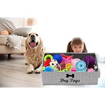 ropa para perros y otros suministros para mascotas-Beige adecuada para guardar juguetes para perros MOREZI Caja de almacenamiento de juguetes para perros trapezoidal 
