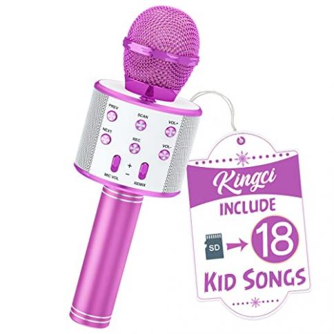 Kingci Micrófono para niños, micrófonos de juguete para niñas para