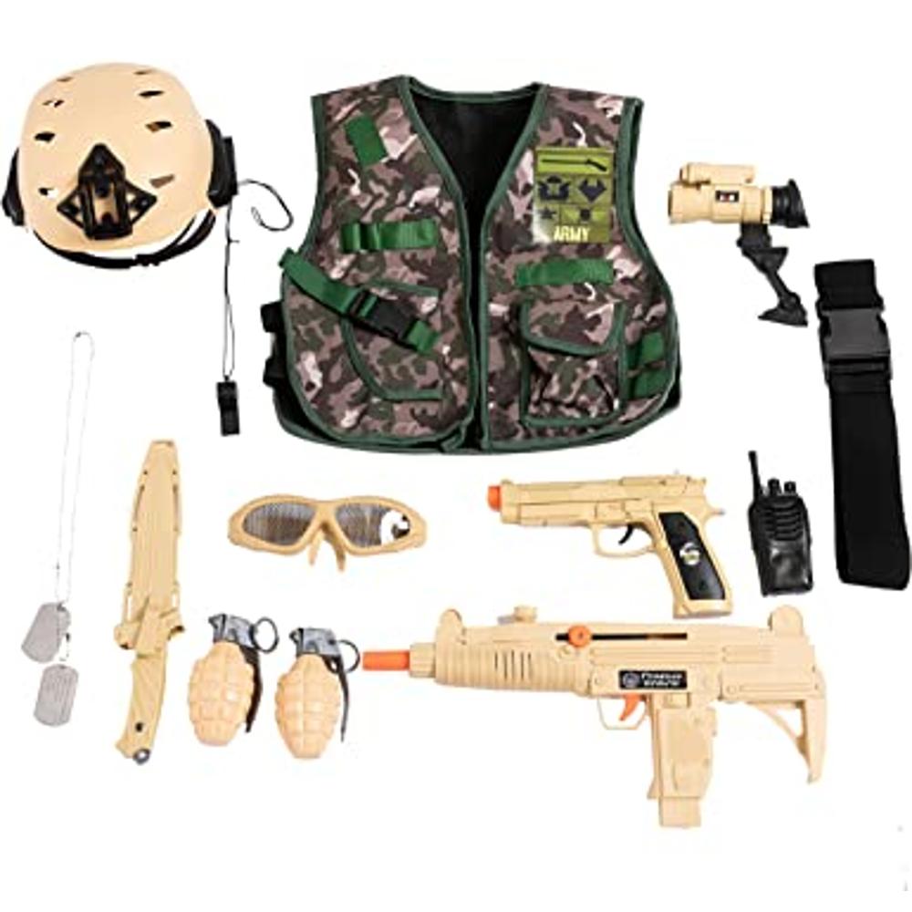  Latocos Accesorios de disfraz militar de soldado del ejército  para niños, juego de rol, regalo de cumpleaños para niños de 3 a 11 años :  Ropa, Zapatos y Joyería