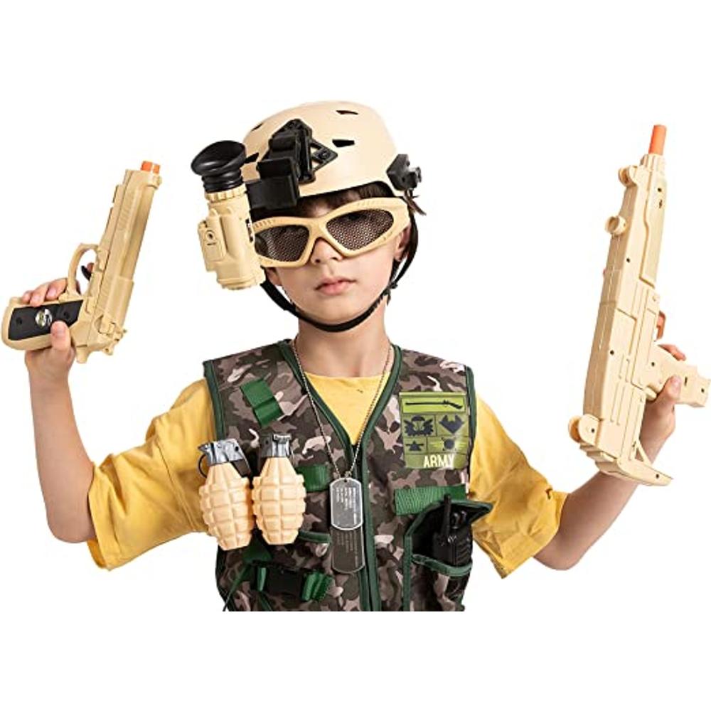 Disfraz militar de 20 piezas para niños, soldado militar para niños de 3 a  10 años, equipo del ejército para niños, juego de rol, disfraz de Halloween