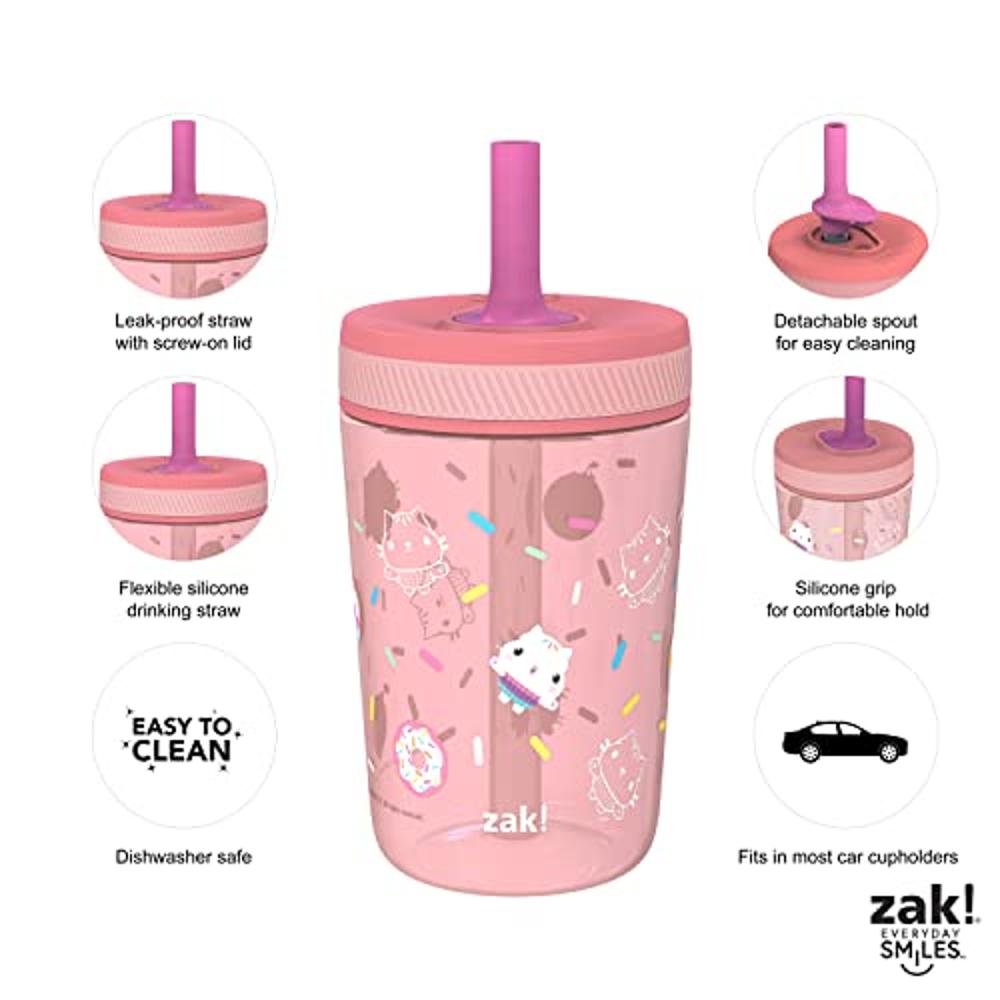 Zak Designs 15oz Hello Kitty Kelso Tumbler Set, BPA-Free Leak-Proof Screw-On Lid with Straw Made of Durable Plastic and Silicone, Perfect Bundle for