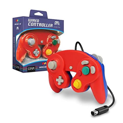 Mando con cable Cirka para Wii/ GameCube (rojo/azul) - GameCube