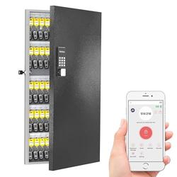 DiDiHere 120-Key Smart Key Lock Box with Key Management App(Track Key Borrow/Return), Keypad, Bluetooth  WiFi Unlock (Sold Separately), Wall-Mount Commercial Key Cabinet for School, Rental, Office - Tamaño 120 Key(Smart)